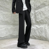 Riolio  Brown Suit Pants Men Fashion Society Mens Black Dress Pants Korean Loose Straight Flared Pants Mens Office Formal Trousers M-2XL