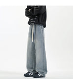 Riolio New Men's Jeans Washed Jeans Pants Unisex Drawstring Denim Pants Male Streetwear Korean Straight cylinder loose Cowboy Trousers