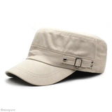 Riolio Washed Cotton Flat Caps Summer Autumn Adjustable Belts Army Cap Military Style Cadet Chapeau Women Men Outdoor Painter Hats