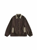 Riolio Spring Autumn Japanese Retro Plaid Jacket Men Women Couples College Style Splicing Embroidery Casual Loose Trend Jacket Urban