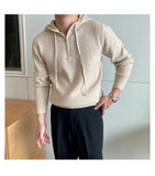 Riolio  New British Leisure Men's Hooded Sweater Trendy Zip-up Preppy Style Slim-fit Long Sleeve Hoodies Casual Vintage Warmth Knitwear