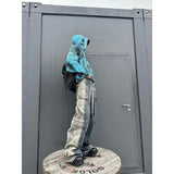 Riolio  Y2k hip-hop loose straight leg wide leg men and women summer high-end retro washed gray blue denim workwear casual pants