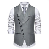 Riolio  New Men's Suit Vests Fashion Smart Casual Formal Dress Vest For Wedding Waistcoats Men Solid Color Sleeveless Party Vest Man