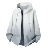 Riolio  Couple Gradient Color Hooded Jacket Loose Windproof Waterproof Outdoor Casual Windbreaker Coat