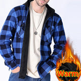 Riolio Plus Fleece Thickened Large Size Autumn and Winter Red Plaid Casual Wear Men's Long-sleeved Shirt Without Ironing