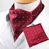 Riolio  Polyester Cravat Pocket Square Set Formal Necktie Handkerchief Ascot Self Tie Polka Dot Paisley Design Gentleman Necktie Gifts