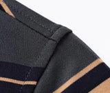 Riolio  Men's Spring Autumn New Striped Long Sleeve Pockets Button Tees Turn-down Collar Pullover Polo Shirt Business Casual Loose Tops