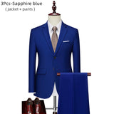 Riolio WELL DRESSED MEN 3 Piece Men's Wedding Suit Fashion Men's Slim Solid Color Business Office Suit Sets Large Size Men Blazer+ Pants + Vest
