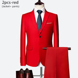 Riolio WELL DRESSED MEN 3 Piece Men's Wedding Suit Fashion Men's Slim Solid Color Business Office Suit Sets Large Size Men Blazer+ Pants + Vest