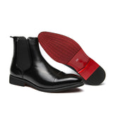 Riolio Chelsea Boots for Men Red Sole Pu Ankle Business Round Toe Slip-On Mens Boots Free Shipping Size 38-46 Men Shoes