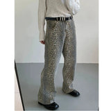 Riolio  Women's Jeans Leopard High Waist Hip Hop Straight Fashion Pants Streetwear Harajuku Y2K Style Female Wide Leg Denim Trousers
