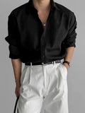 Riolio Lapel Pit Stripe Texture Long Sleeve Shirt Men's Casual Business Shirt High-end Drapery Light Versatile Top Male Blouse