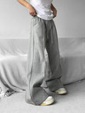 Riolio Y2k Vintage Wide leg Flared Sweatpants Men Sport Straight Long Casual Trousers Oversize Heavy Duty Track Pants Black Gray