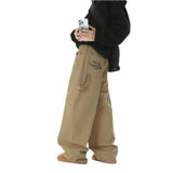 Riolio American Style Wide Leg Straight Cargo Pants Letter Printed Men's Baggy Casual Fashion Overalls Streetwear Male Mopping Trousers