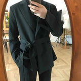 Riolio  Mens Autumn Jacket Ballroom Waist-Cinching Casual Suit Jacket Streetwear Fashion Nightclub Stage Performance Top Men'S Clothing