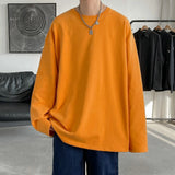 Riolio FALL OUTFITS MEN Long Sleeve Casual Solid Color Cotton T Shirt For Men Spring Autumn O-neck Oversized Men's T-shirt