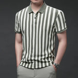 Riolio  European Slim-fit Striped Men's Polo Shirt T-shirt with Collar New Casual Summer Short-sleeve Top T-shirt