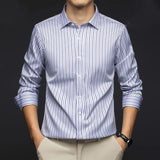 Riolio  Smart Casual Autumn Winter New Shirts Men Lapel Striped Single Breasted Korean Trend Fashion All-match Slim Long Sleeve Tops