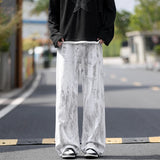 Riolio  Jeans Mens Classic Straight Leg Jeans White Tie Dye Denim Pants Unisex Fashion Casual Trousers Streetwear Hip Hop Style Washed