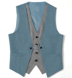Riolio  Men's Suits Vest V Neck Fake Two Pieces Herringbone Wool Business Fashion Style Formal Men's Waiscoat For Wedding