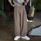 Riolio  Men's Old Money High Waist Pleated Wide Leg Dress Pants Casual Loose Suit Trousers