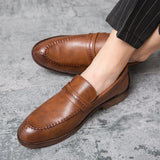 Riolio  High Quality Social Leather Shoes Men Flat Casual Business Leather Shoes Male Classic Men's Loafers Office Dress Shoes