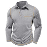 Riolio  New Autumn and Winter Men's Long-sleeved Polo Shirt European and American Lapel T-shirt American Top