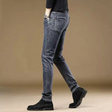 Riolio  Spring and Autumn New Fashion Trendy Solid Color Straight Leg Stretch Slim Fit Men's Casual Breathable High Quality Denim Jeans