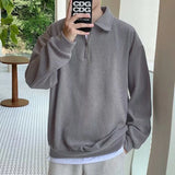 Riolio Fashion Polo Neck Sweatshirt Cotton Hoodies Autumn And Winter High Street Loose Hip hop Men and Women Solid Color Clothing