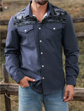 Riolio  Men's Western Style Floral Print Shirt Long Sleeve Button Cowboy Shirt with Chest Pockets
