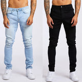 Riolio  Mens Jeans Elastic Skinny Solid Color Stretch Pencil Pants Slim Fit Denim Jeans Jogging Streetwear Cowboy Casual Trousers Blck