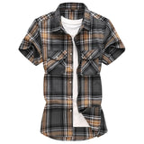 Riolio  Summer Hot Sale Of The Season Men's Checkered Shirt Short Sleeve Large Size Trendy Youth Casual Korean Style Fashionable Double
