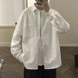 Riolio  Japanese Long-sleeved Shirt Men's Spring American Retro Workwear Jacket Hong Kong Style Trendy Casual Top