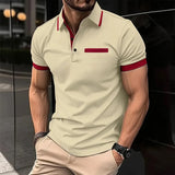 Riolio  Summer Men's Short sleeve Polo Shirts Fashion Business Casual Polos Man Patchwork Turn Down Collar Sports Tees Tops Streetwear