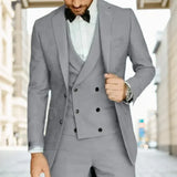 Riolio  Formal Elegant Men Suit Slim Fit 3 Piece Blazer Vest Pants Sets Tuxedo Set for Wedding Double Breasted Notched Lapel Men Suit