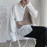 Riolio Design Shirts Men Japanese Patchwork Long Sleeve All-match Stylish Handsome Hip Hop Streetwear Korean Fashion Gentle Male Unisex