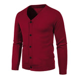 Riolio Autumn Men's Knitted Cardigan Thin V-neck Basic Elastic Slim Fit Thin Sweater Solid Color Casual Versatile Coat