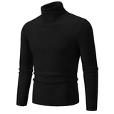 Riolio black turtleneck outfit men Cool New Trend Men's High Neck Sweater  Pullover Knitted Warm Casual Men Clothing  Knitted Sweater Men