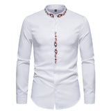 Riolio Men Spring Autumn Shirt Social Henley Dress Shirt Fashion Long Sleeve Formal Embroidery Tops Clothing Casual camisa masculina