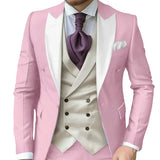 Riolio  Fashionable Contrast Color Men's Suits 3 Pieces Jacket Vest Pants Dancing Sets Handsome Peak  Lapel Suit Set For Men Party Wear
