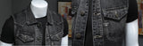 Riolio High-end Heavy Motorcycle Retro Fashion Handsome with Trend Black Gradient Male Denim Vest Sleeveless Vest  S-6XL