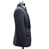 Riolio  Men's Suit 2 Pieces Blazer Vest One Button Peaked Satin Lapel Sequins Business Slim Fit Formal Work Wedding Groom