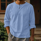 Riolio  Spring Summer New Fashion Mens Cotton Linen Shirt Solid Long Sleeve Tees Shirts Man Button Tops Casual Shirts Pullover For Male