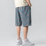 Riolio  New Summer Shorts Male Korean Casual Loose Quarter Pants Printing Solid Color Wide Legs Elastic Waist All-match Trousers