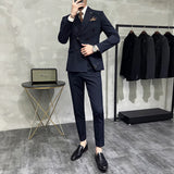 Riolio  ( Blazer+Vest+Pants ) Groom Wedding Male Suit Luxury Brand Fashion Striped Men's Casual Business Office Double Breasted Suit