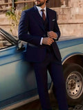 Riolio  3-Piece Single Breasted Solid Color Blazer Vest Pant Office Party Wedding Elegant Men's Professional Business Suit Set