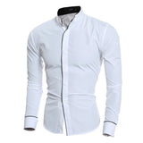 Riolio Men's Spring New Solid Color Simple Casual Korean Version Slim Fit Long Sleeve Shirt