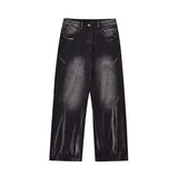 Riolio New Gradient Straight Jeans For Men Y2K Vintage Tie-dye Wash Denim Trousers Black High Street Baggy Jean Pantalones Hombre