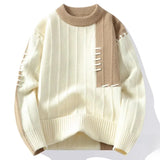 Riolio Trendy Men's Loose-Fit Knitted Sweater Casual Thickened Warm Round Neck Autumn/Winter Perfect For High School Students