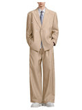 Riolio  Men's Pinstripe 2-Piece Suit Set Double Breasted Blazer Loose Wide Leg Pants Oversized Formal Business Tuxedo Wedding Prom Party